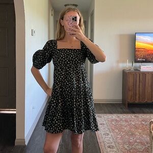 Wayf Floral Black Mini Dress